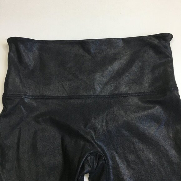 SPANX Black Textured Coated Shaping Slimming Pull On Cropped/Ankle Leggings - Picture 4 of 13